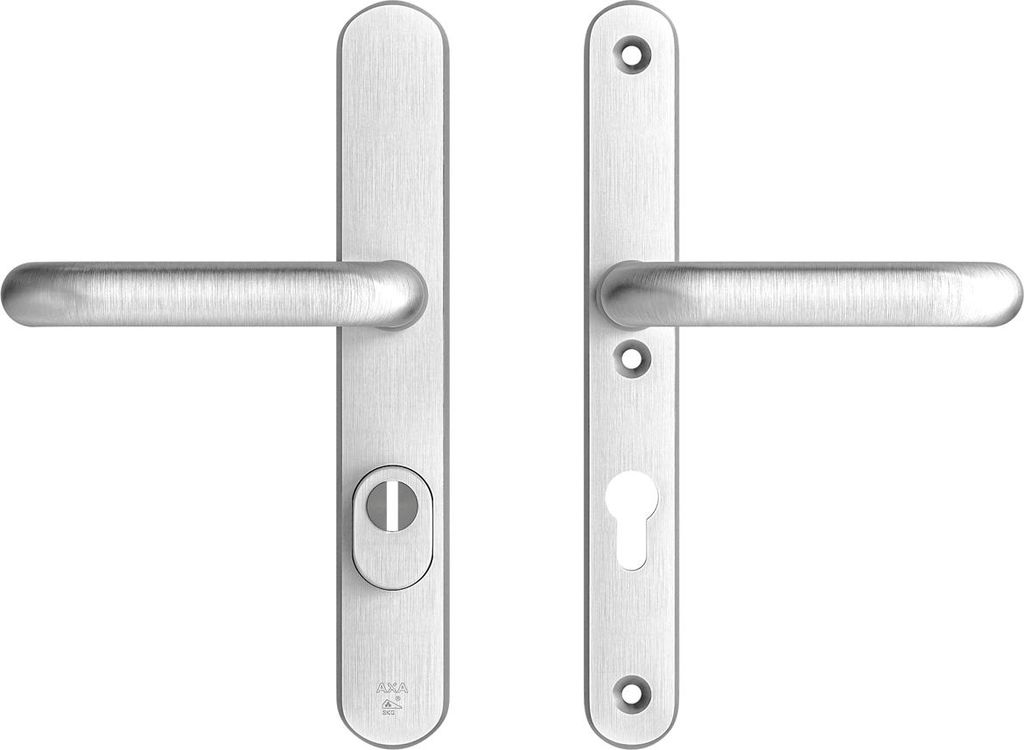 AXA Sicherheitstürbeschlag – Set – Oval Plus – Aluminium – Türgriff – U – Griff Modell – PC72 mit Kernzugsicherung – SKG*** – S...
