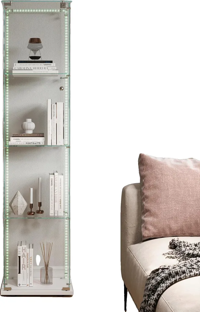 Vitrine Lumineuse LED A1 Blanche avec Verre Transparent Haute Qualité