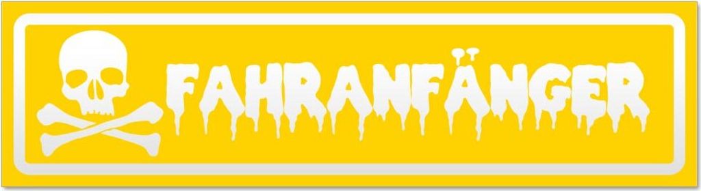 Fahranfänger Schädel invertiert Magnetschild Schild magnetisch
