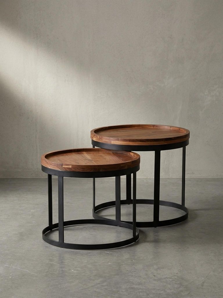 Beistelltisch-Set "Indi": 2er Set, runde Tischplatten, Produktbild 
