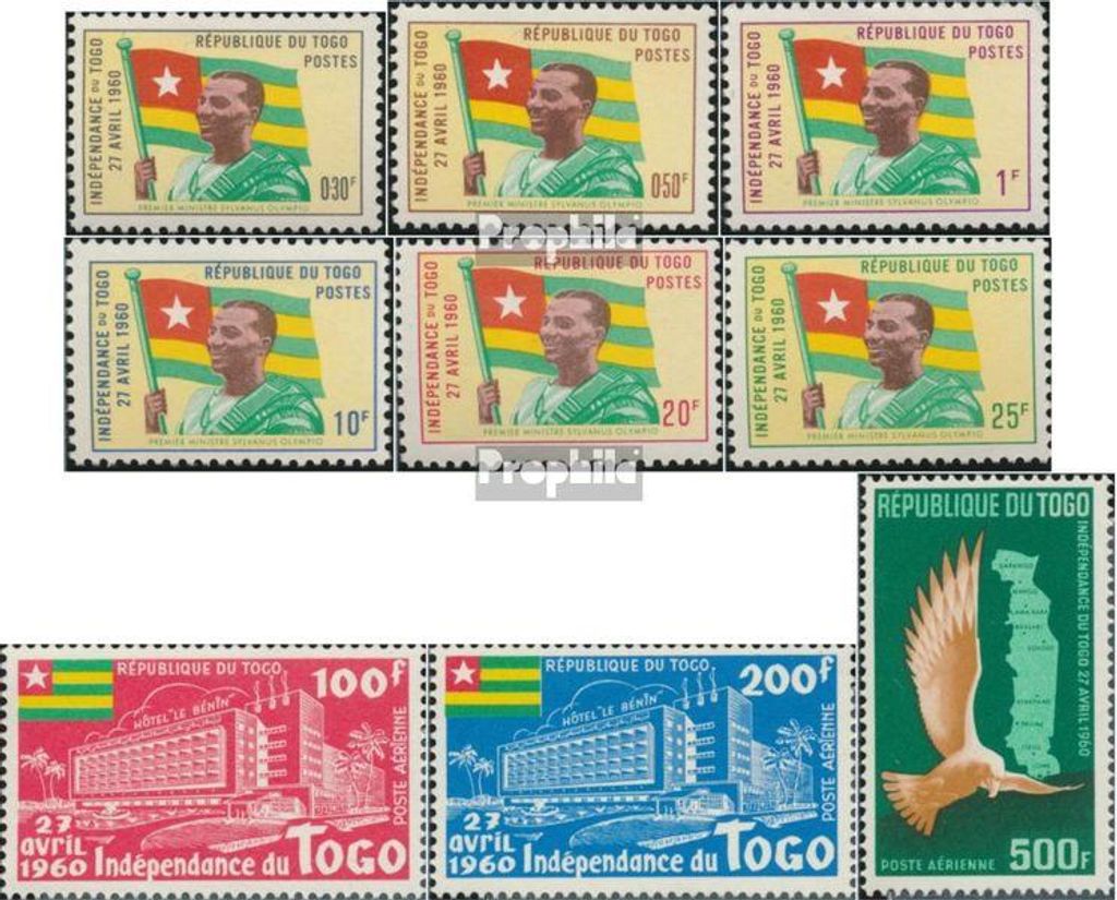Briefmarken Togo 1960 Mi 285-293 (kompl.Ausg.) postfrisch Sonderausgabe Unabhängigkeitserklärung