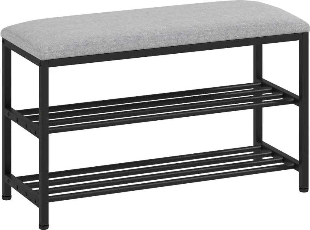 Banc d'entrée pour se chausser avec rangement chaussures noir 81 cm