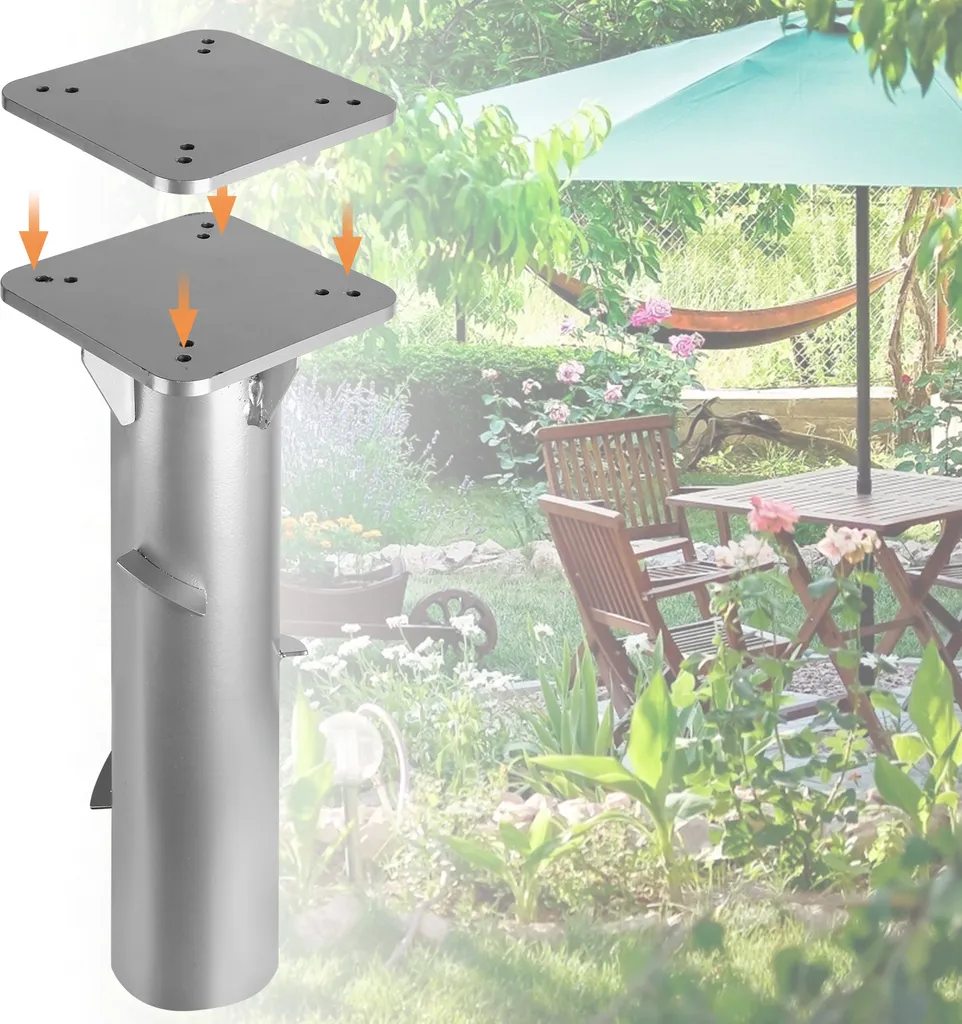 Base Ombrellone a Scomparsa SWANEW Acciaio Inox - Set 2 Pezzi