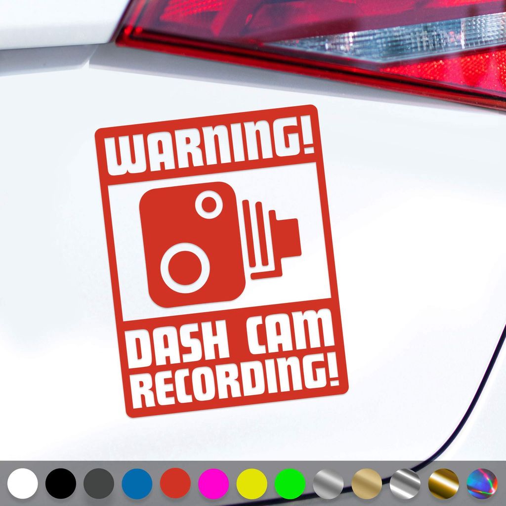 PantherPixel Dash Cam Aufkleber Warnung Kamera Videoufnahme Sticker Auto Geschenkidee Farbe Rot