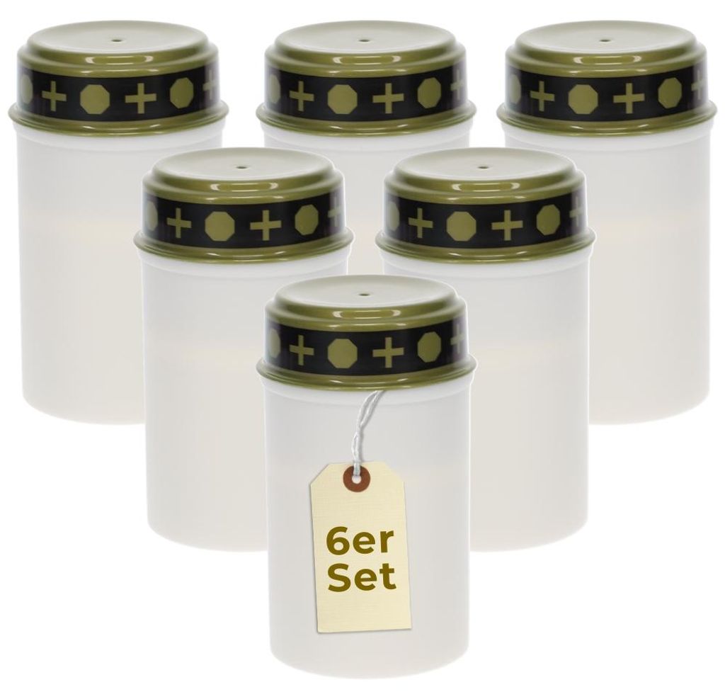 6er Grablichter LED Batteriebetrieben Set Grabkerzen LED Produktbild 