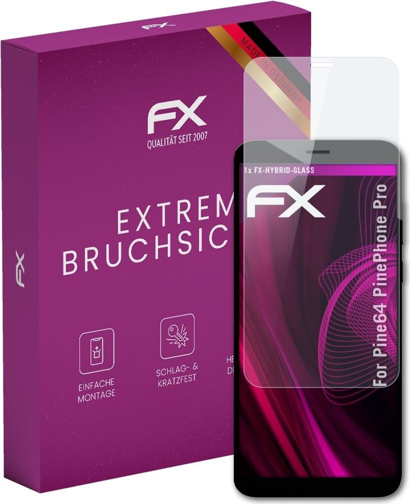 atFoliX FX-Hybrid-Glass Displayfolie kompatibel mit Pine64 PinePhone Pro Glasfolie