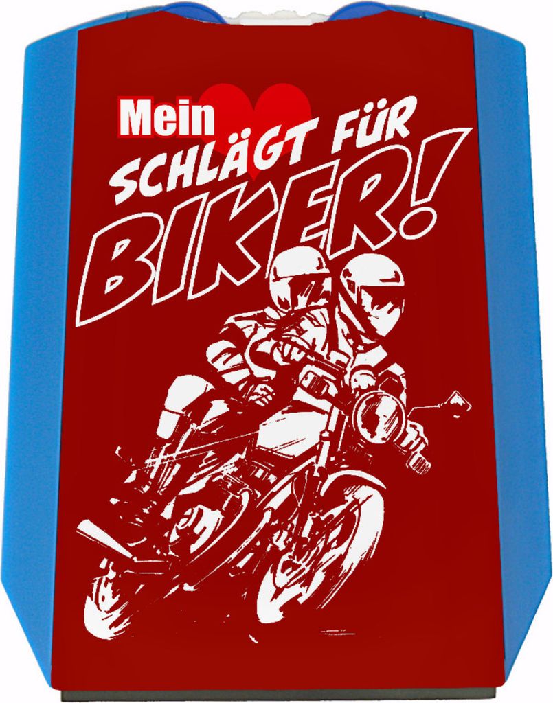 Motorrad Parkscheibe mit Biker Motiv in rot mit 2 Einkaufswagenchips