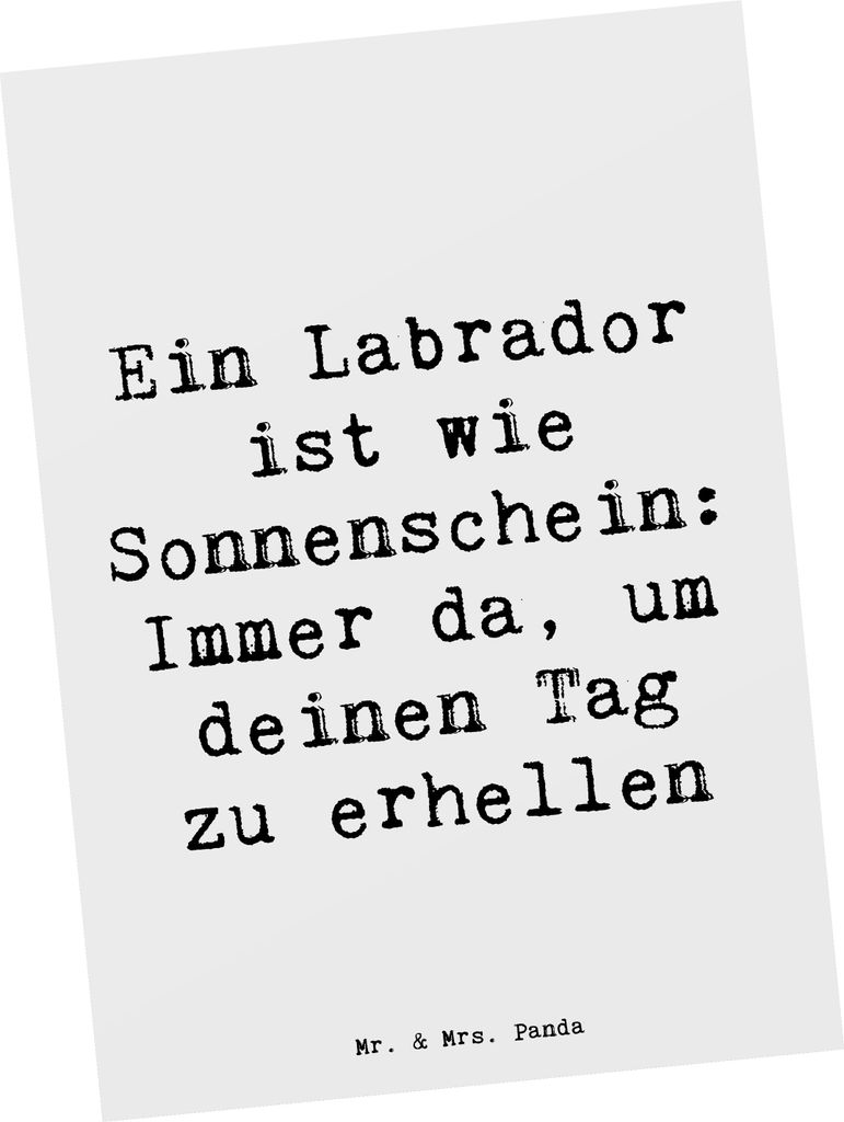 Mr. & Mrs. Panda Postkarte Spruch Labrador Sonnenschein - Weiß - Geschenk, Apportieren, Ansichtskarten, Hunderassen Eigenschaften, Charakter, Post...