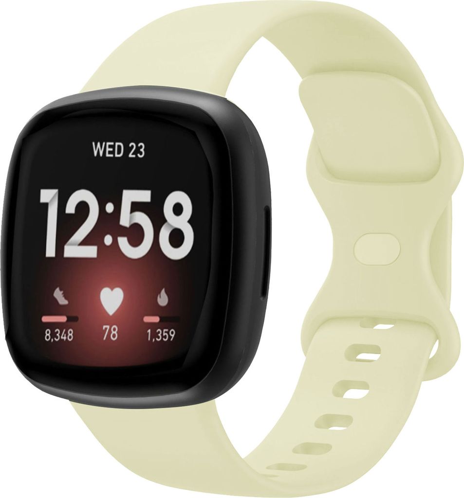 Strap-it Fitbit Versa 3 Silikon Armband Classic (Hellgelb) - Große: S