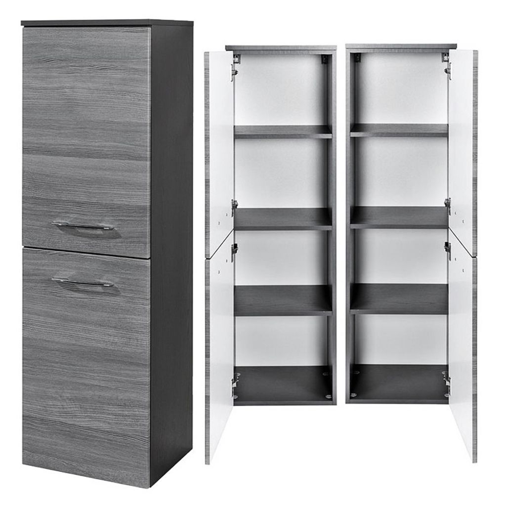 Midischrank FLORIDO-03 Eiche rauchsilber, graphitgrau, B x H x T: ca. 40 x 130 x 35 cm