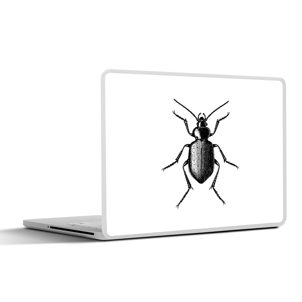 MuchoWow Laptop Aufkleber Sticker Cover Käfer - Tiere - Vintage - Schwarz und weiß 30x22 cm - Laptop-Sticker