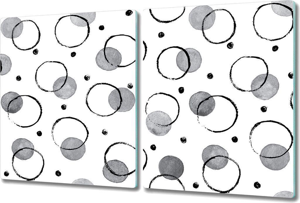 Herd-Abdeckplatte Glas Schneidebrett Ceranfeld-Abdeckung - 2x 40x52 cm - Einfarbige Kreise
