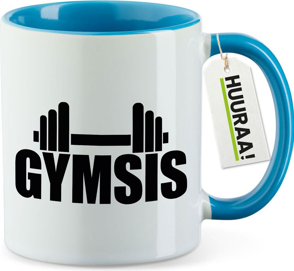 Huuraa Kaffeetasse Gymsis Hantel 330ml Blau Keramik Kaffeebecher Geschenkidee