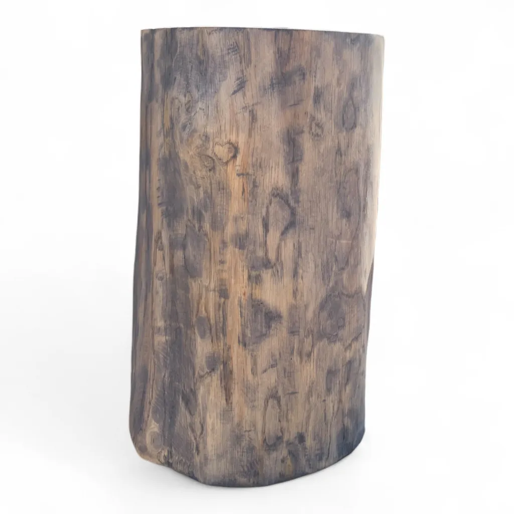 Tavolino Tronco Rovere Antracite 32cm | Arredo Minimal Naturale