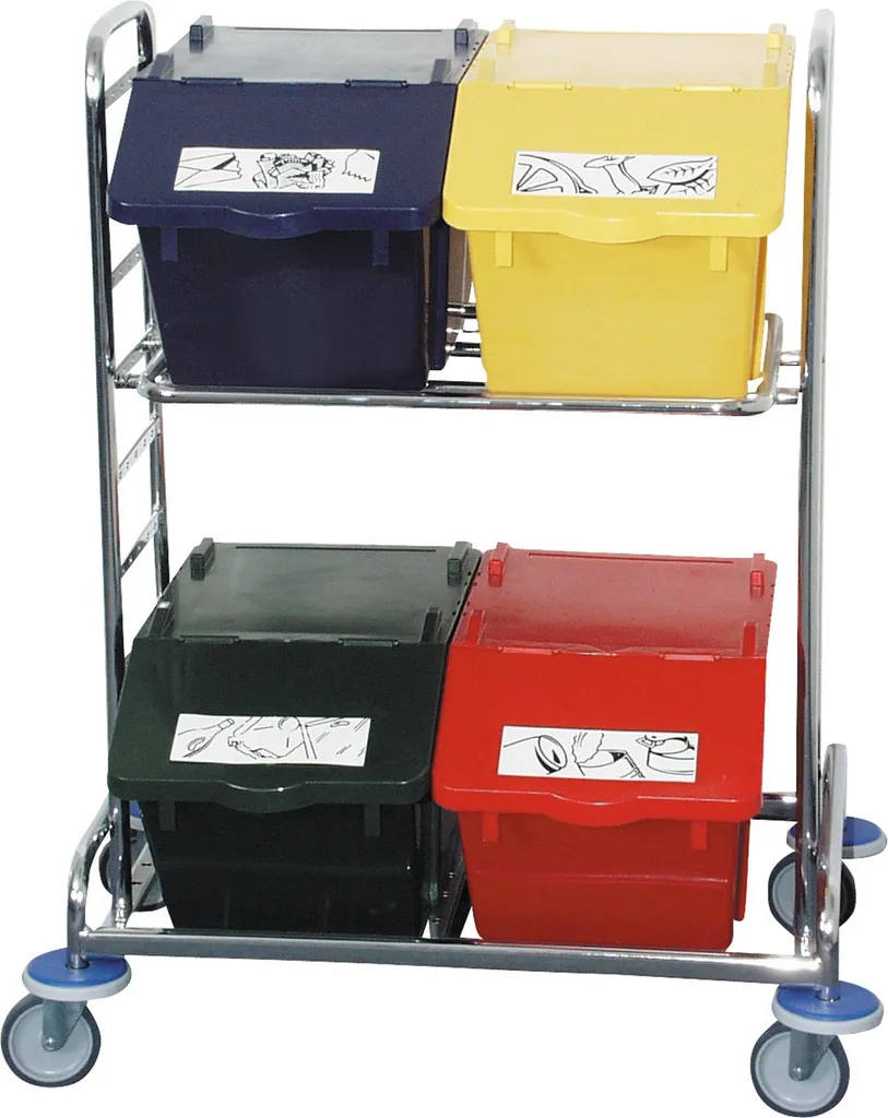 Solution de tri sélectif cuisine 45L bleu - Conteneur 2 étages compact - 2