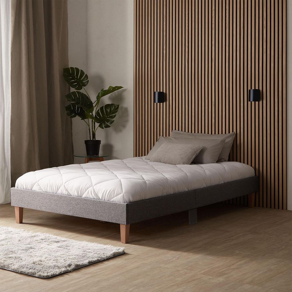 Homestyle4u čalúnená posteľ 120 x 200 cm sivá manželská Obrázok produktu 