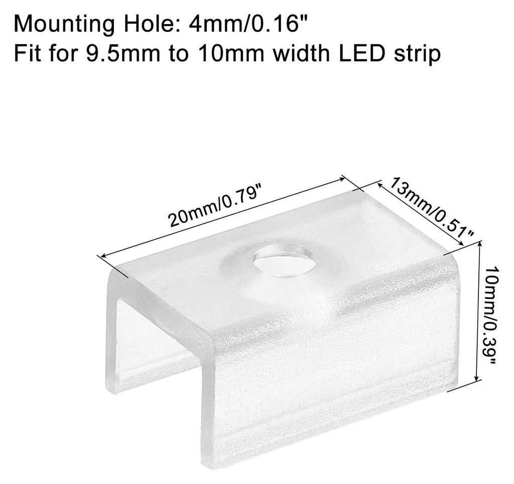 20 Stš¹ck Lichtschlauch-Montageclips Wandkanal-Montagehalter-Zubeh?r LED-Lichtstreifen Montagehalterung fš¹r 9,5 mm bis 10 mm wsserdichter LED-...
