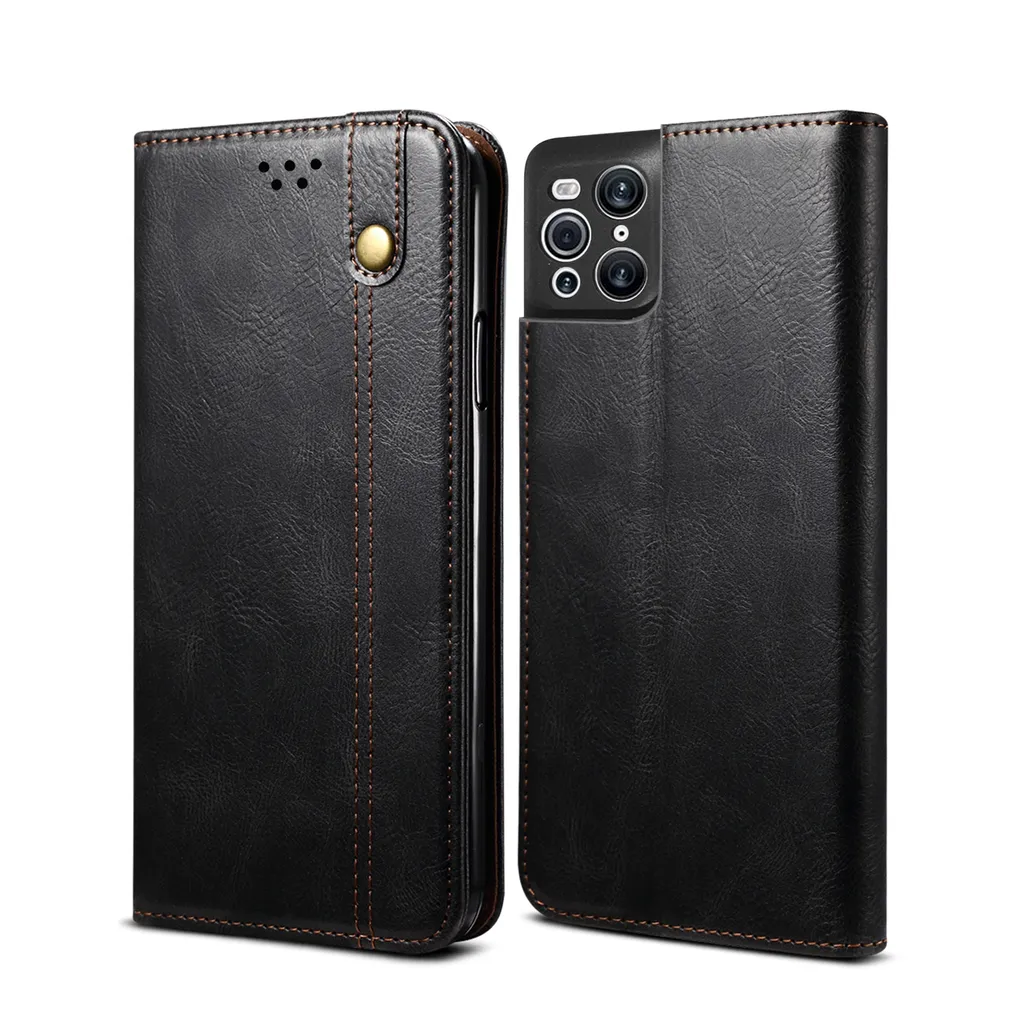 Custodia OPPO Find X3 Pro Pelle Flip Wallet Stand Nero - Protezione Totale