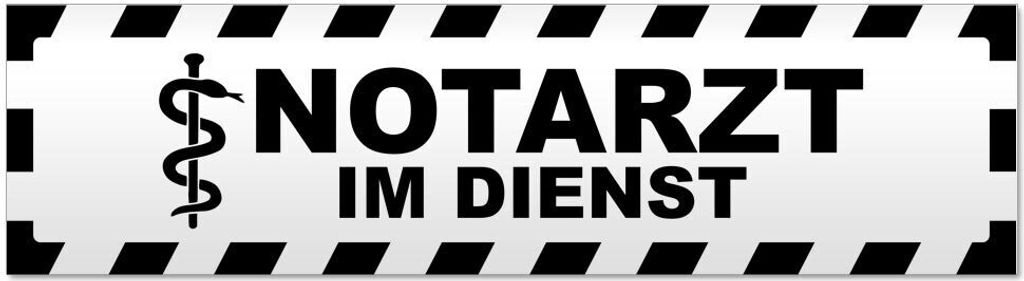 Kiwistar - Autoaufkleber - Schwarz - 30 x 8 cm - Notarzt im Dienst gestreift - Hinweis Aufkleber Sticker für Auto, Kfz, Fahrrad, PKW, LKW