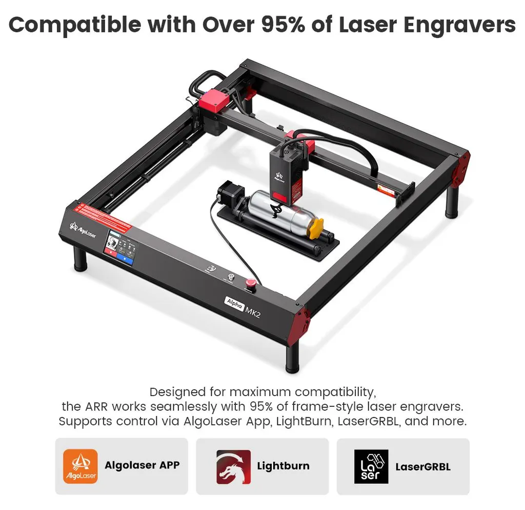 Axe rotatif pour graveur laser avec rouleau réglable universel noir - 2
