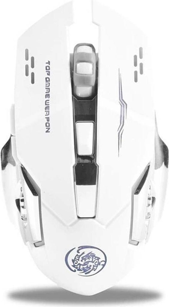 INF 2.4G Wiederaufladbare Leise Weiße Drahtlose Gaming Maus - Ergonomisches Design