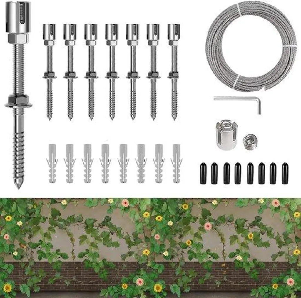 Support d'escalade en acier inoxydable avec 8 crochets et corde de 12m