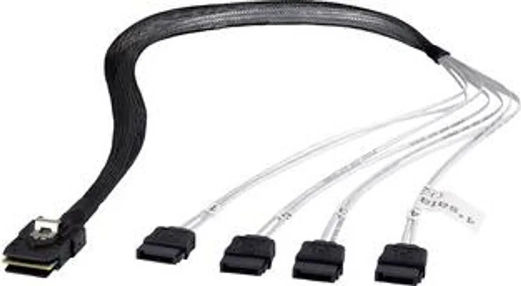 Câble Mini SAS SFF8087 vers 4x SATA 0,7m Fantec pour Disque Dur Interne