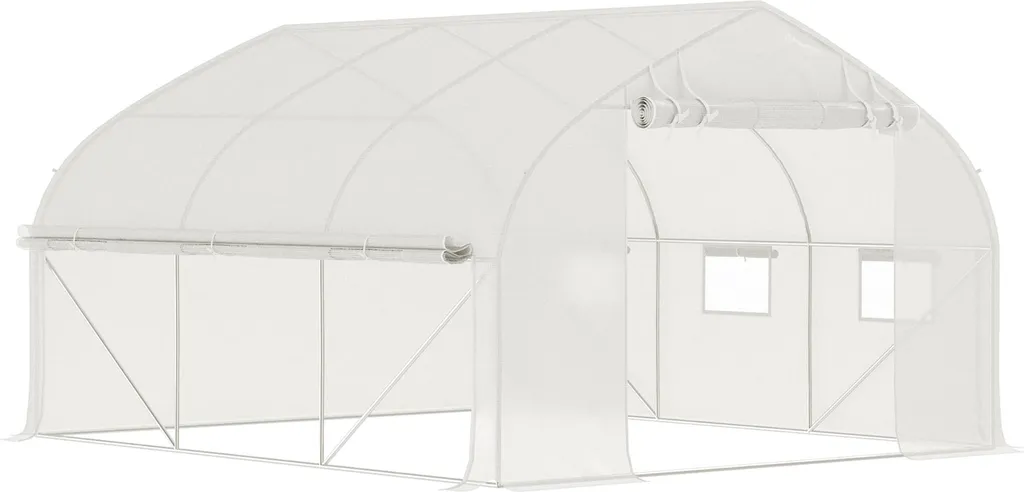 Serre de jardin 350x300 cm anti-UV avec porte zippée et fenêtres maille