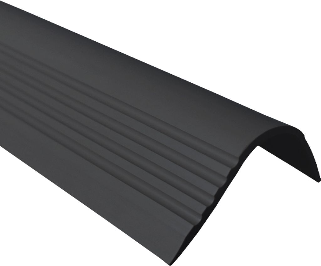 QUEST Treppenkantenprofil 40x52mm, 1.5m, Treppenprofil PVC für Treppenstufen, Treppenkantenschutz mit Rillen, Antirutsch, RGPT, schwarz