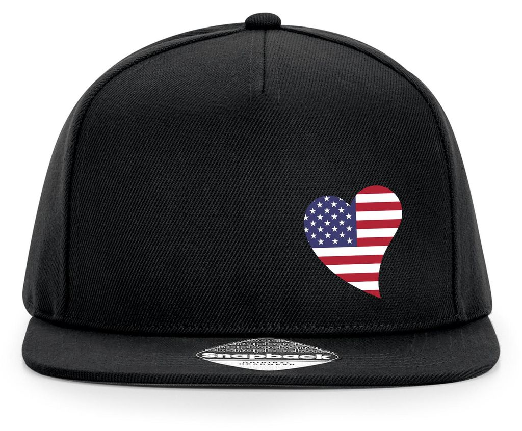Huuraa Cappy Mütze USA Flagge Herz Black Polyester Snapback Kappe Geschenkidee