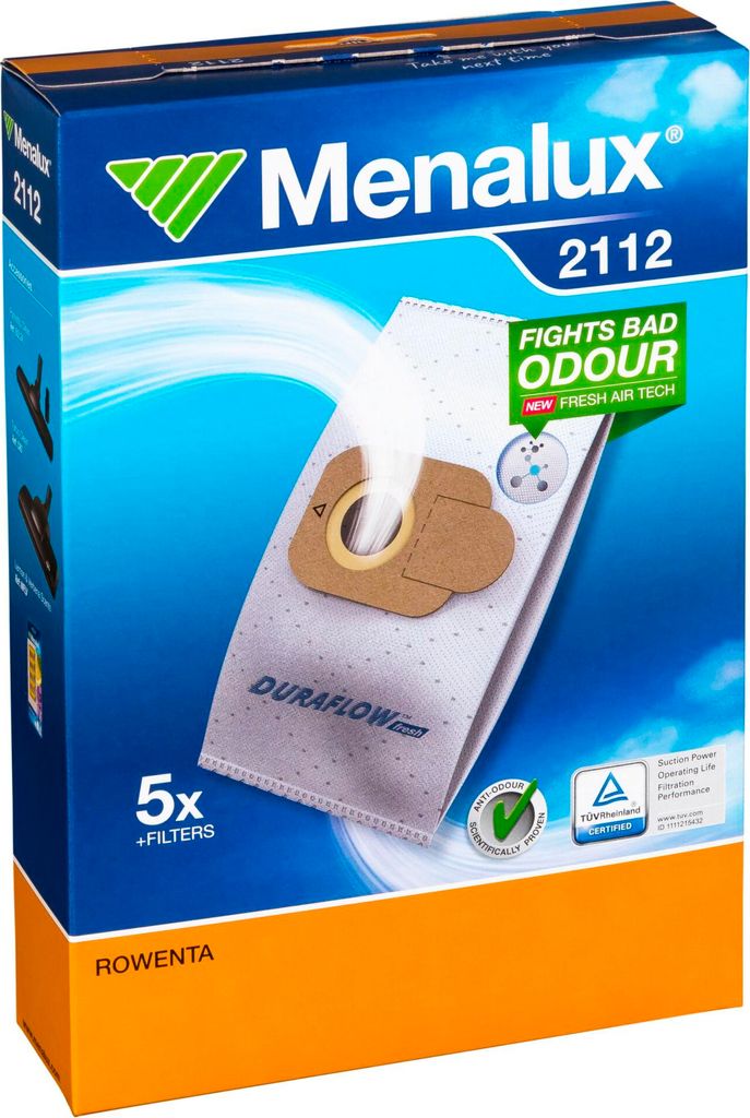 The image shows the packaging of Menalux vacuum cleaner bags.