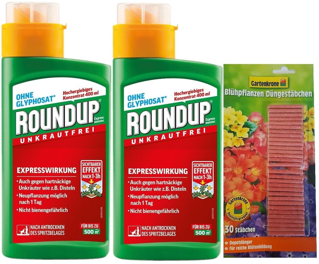 2 X 400 ml Roundup Express Konzentrat + 30er Garte Produktbild 