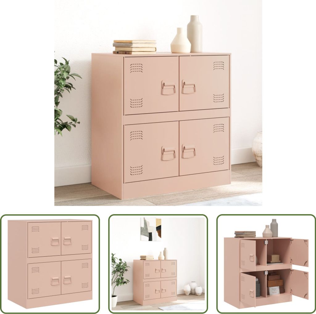 The Living Store Sideboard Rosa 67x39x73 cm Stahl