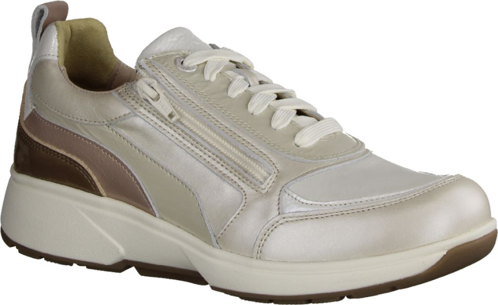 Xsensible Valletta Damen Sneaker mit Dämpfung, Bequem, Leder, Soft Pearl Combi - Damenschuhe Bequeme Schnürschuhe, Beige, leder (stretchleder)
