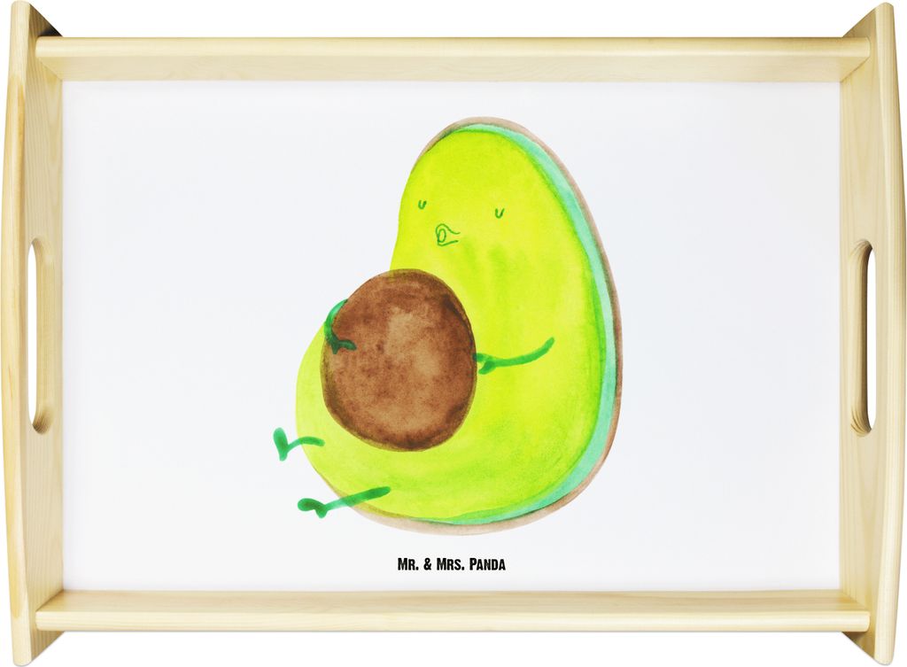 Mr. & Mrs. Panda holz serviertablett Avocado Pfeifen - Weiß - Geschenk, Servierplatte, Tablett, Abnehmen, Schwanger, sofatablett, Servier, Diät