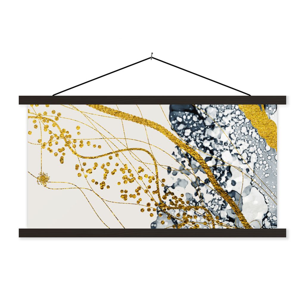 MuchoWow Textilposter Abstrakt - Gold - Natur - Kunst 60x30 cm mit schwarzem Rahmen - Textilien