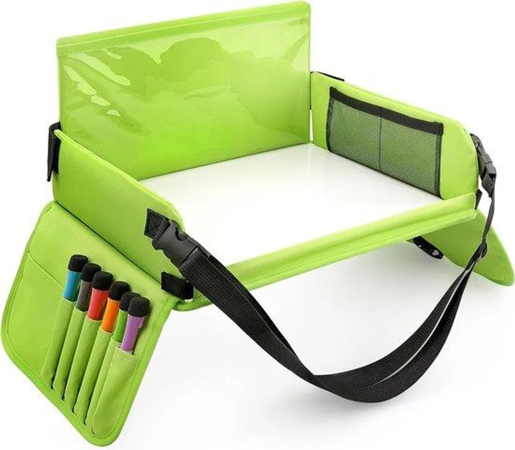 Tablette de voyage avec ardoise effaçable verte pour siège auto enfant