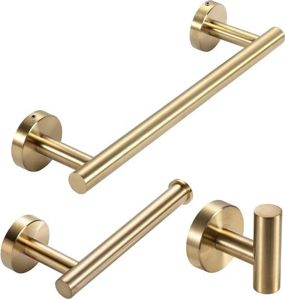 Accroche-serviettes mural doré lot de 3 pour salle de bain inox