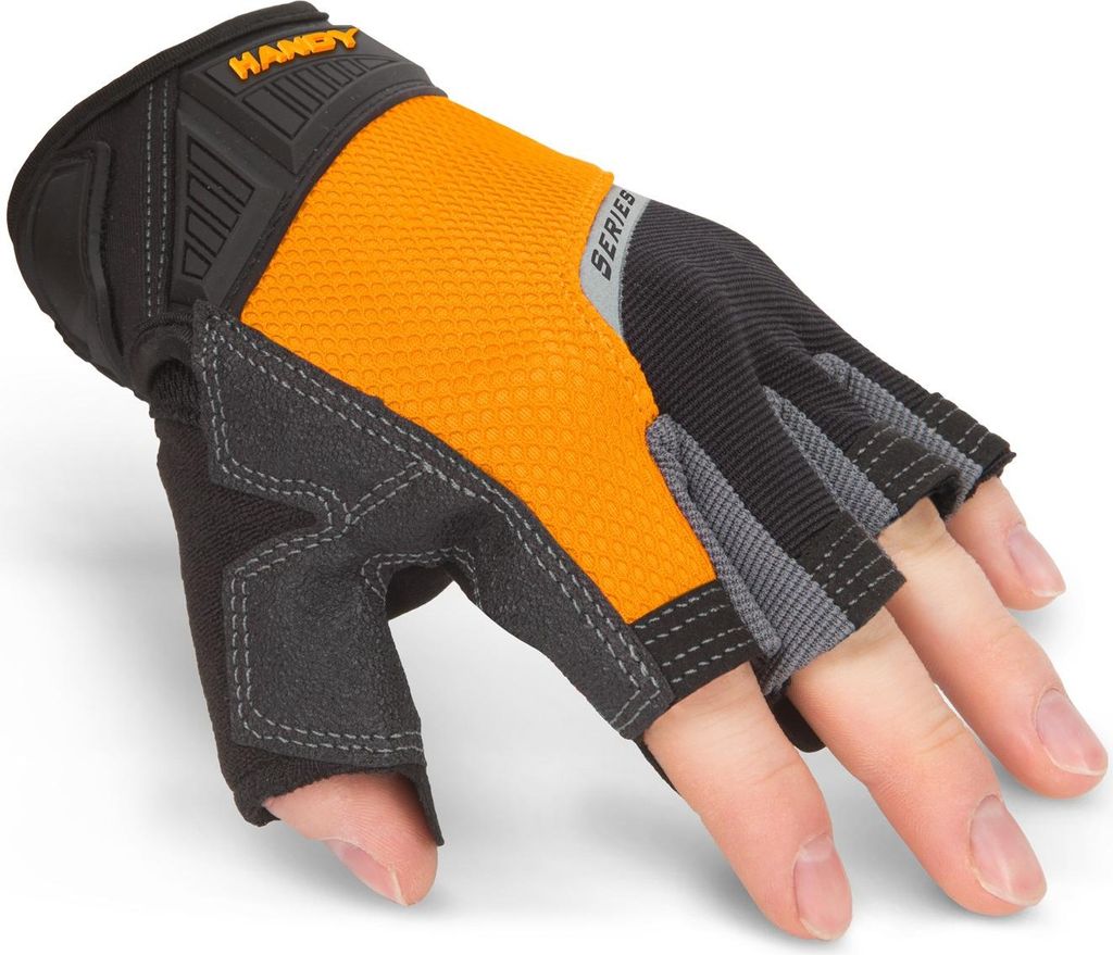 Arbeitshandschuhe XL Fingerlos – Schaumstoffhandfläche – Kunstleder – Griffig & Präzision – Schwarz – Herren und Damen – 1 Paar [1114...