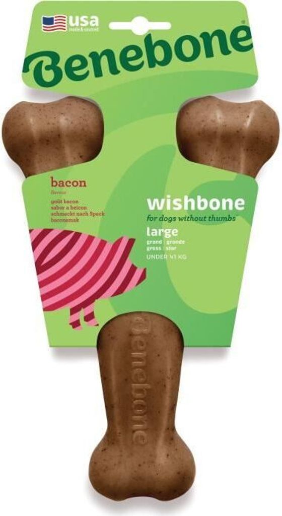 Benebone - Kauknochenspielzeug für erwachsene Hunde mit Speckgeschmack, Größe L
