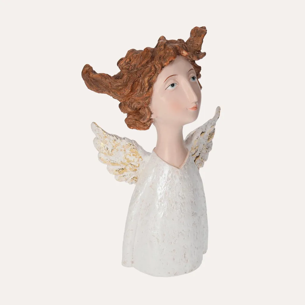 Statue Ange pour Décoration de Table ou Buffet - Design Blanc et Doré