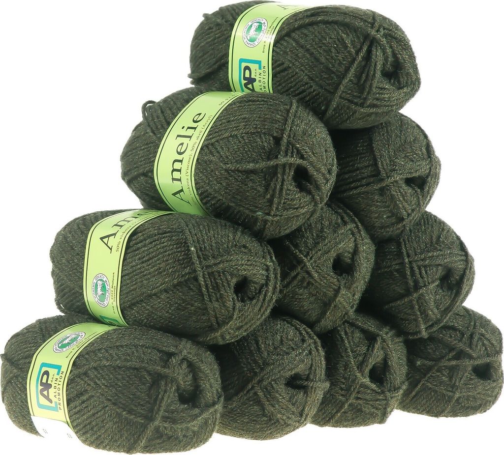 500g Strickgarn AMELIE Strick-Wolle Handstrickgarn Baby Kinder waschbar, Farbe:dunkelgrün