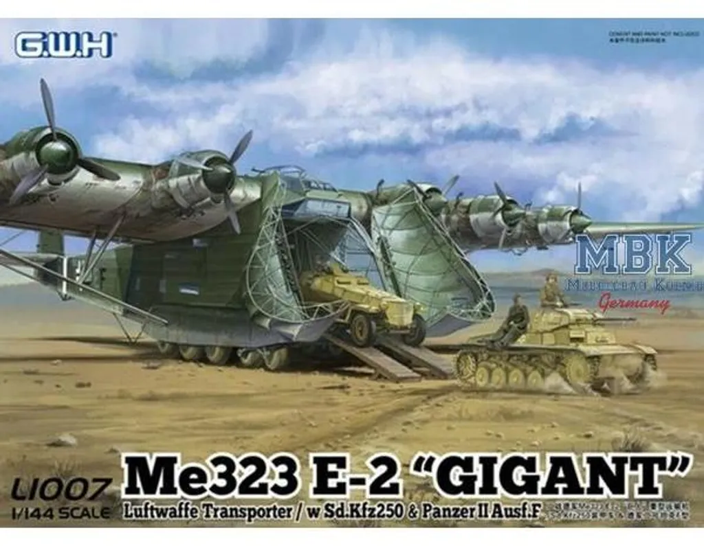 Me 323D-1 Gigant GWH L1007 Maquette avec Panzer II et Sd.Kfz.250 à 1/144