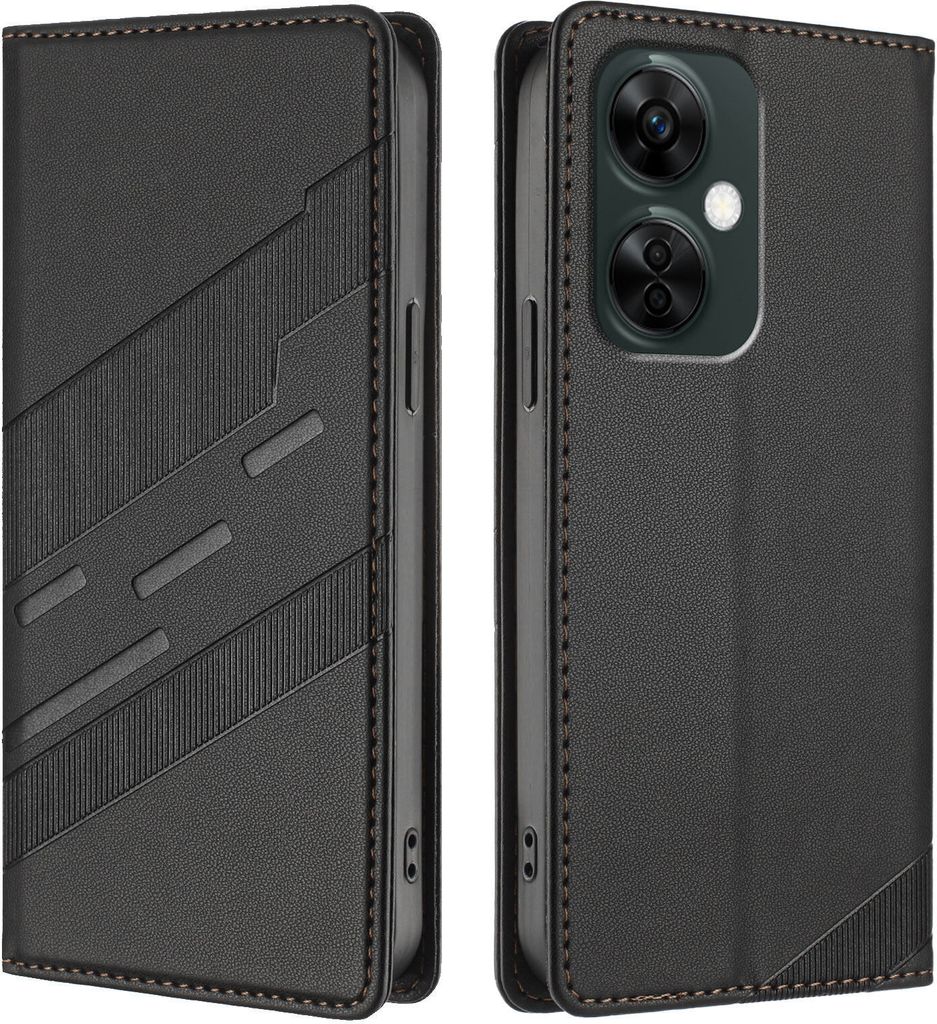 Hülle für OnePlus Nord N30 / Nord CE 3 Lite, Kunstleder Brieftaschen Handyhülle mit Kartenfach und Standfunktion Schwarz