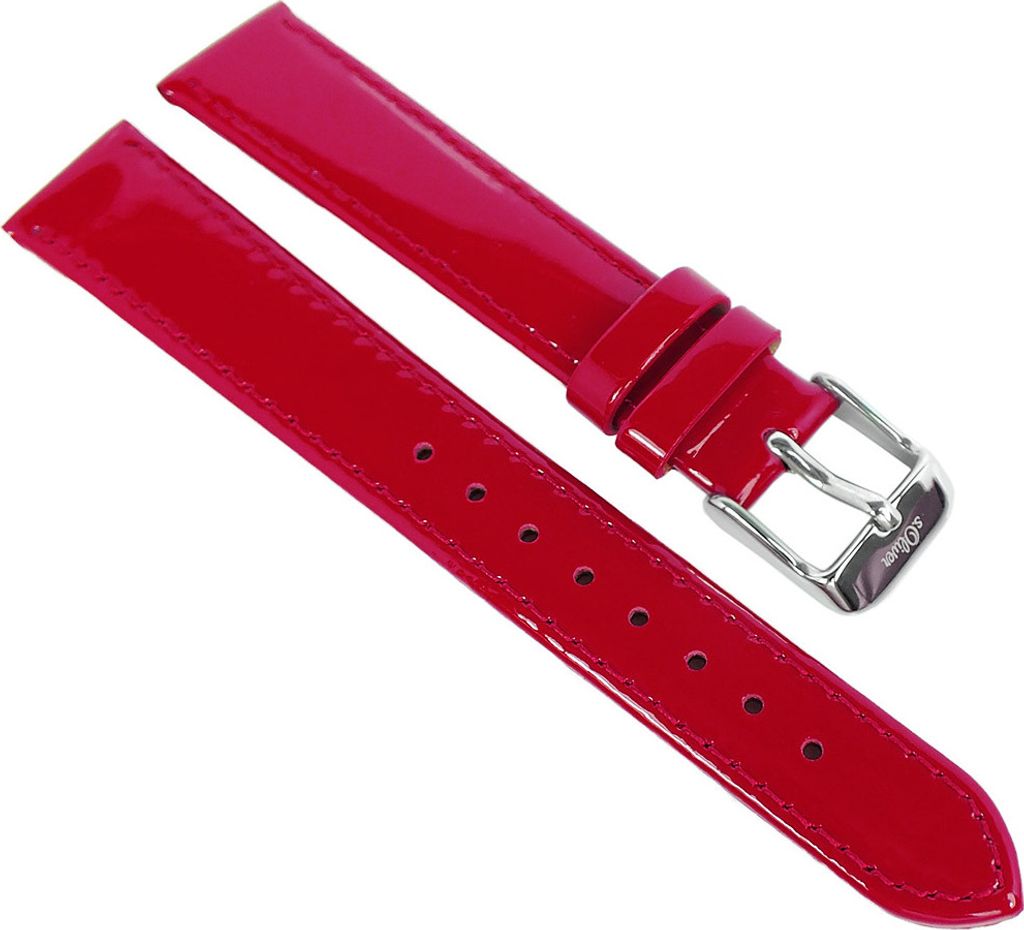 s.Oliver SO-2471-LQ Uhrenarmband 16mm | rot Leder lackiert SO-2472-LQ