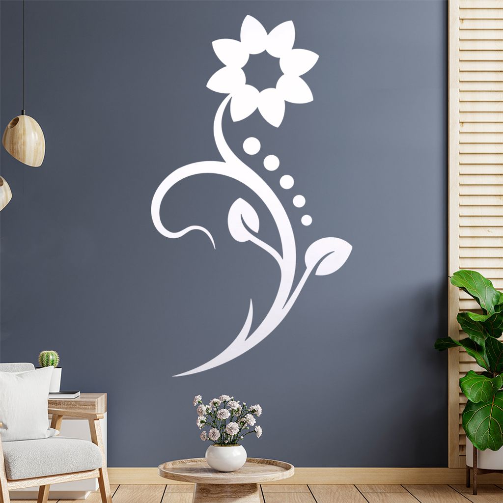Blume - Linien Punkte Wandtattoo in 6 Größen - Wandaufkleber Wall Sticker - Dekoration, Küche, Wohnzimmer, Schlafzimmer, Badezimmer