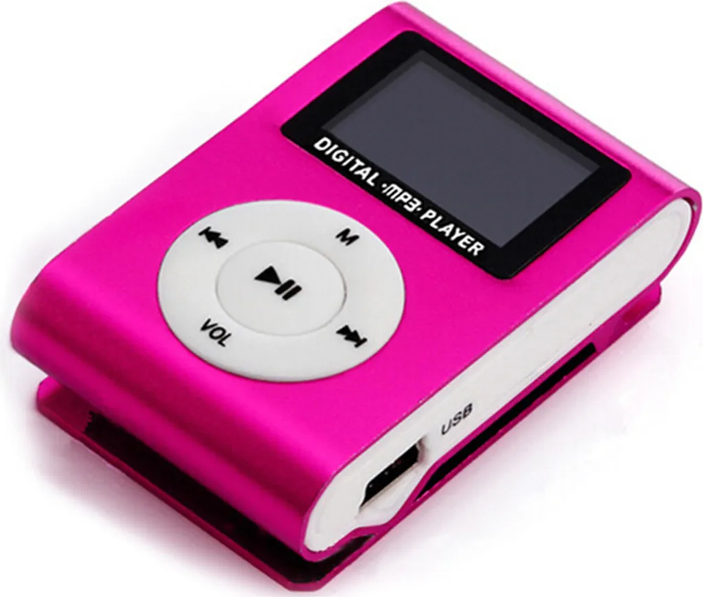 Mini Lettore MP3 Rosa in Metallo - Accessorio Musica Portatile con LCD