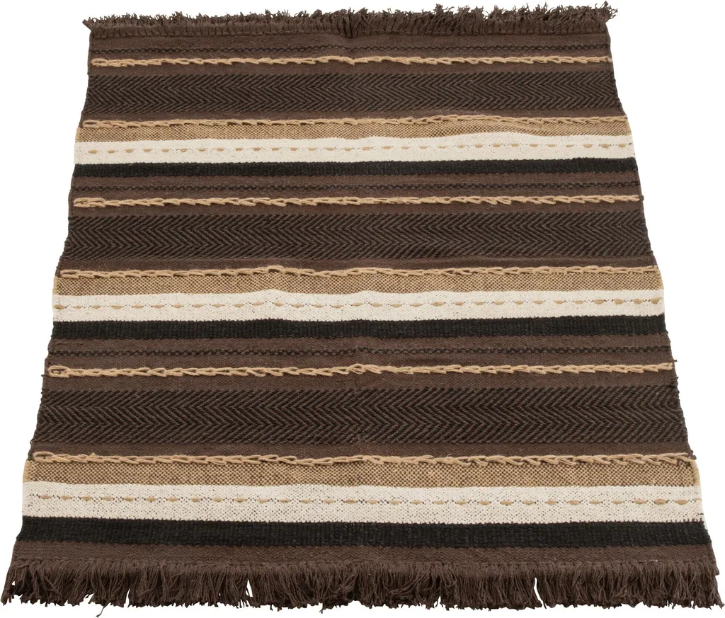 Plaid de Décoration Ethnique en Coton Tissé J-Line pour Salon et Lit