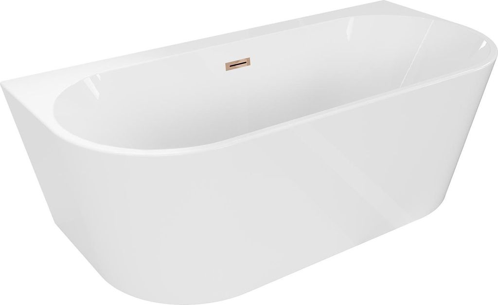 Mexen Oval+ freistehende Wandwanne 170 x 80 cm, weiß, Überlauf Roségold - 52681708000-60