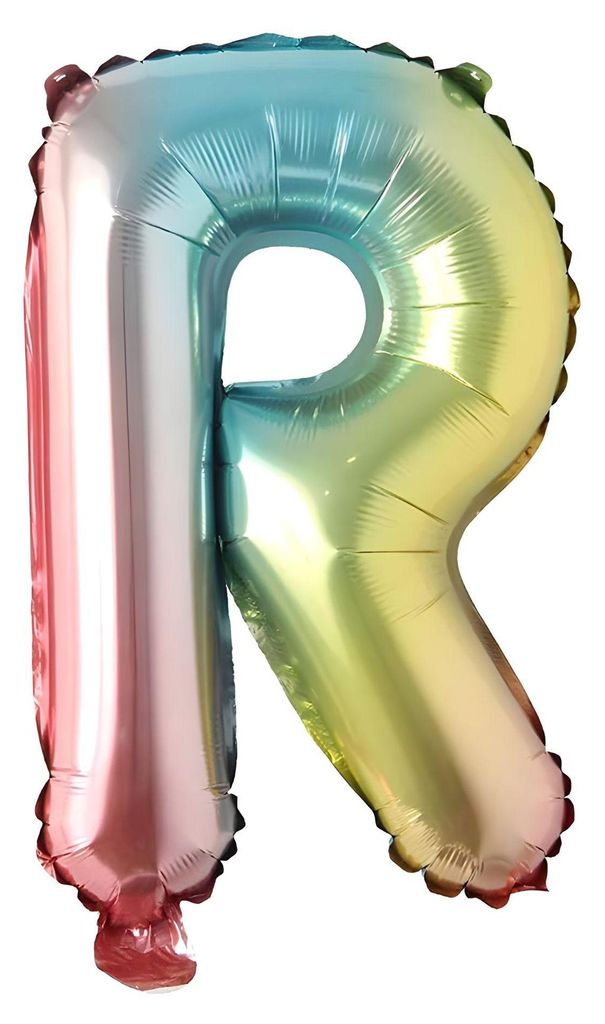 Folienballon Buchstabe R, regenbogen bunt, ca. 40 cm, für Produktbild 